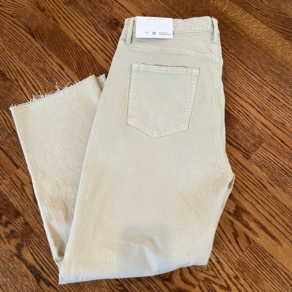 LOFT Denim - NWT Loft High Waist Straight Crop off white/tan denim pants size 12/31